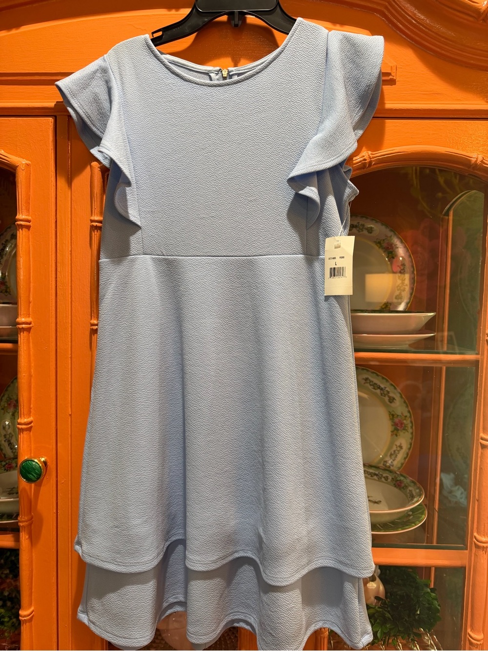 Light Blue Ruffle Sleeve Girls' Formal Dress